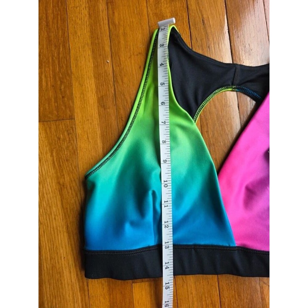 NWT Zumba Fitness WE AR Plunge V-Neck Sports Bra – Multicolor Ombre - Sz Large - Picture 6 of 9